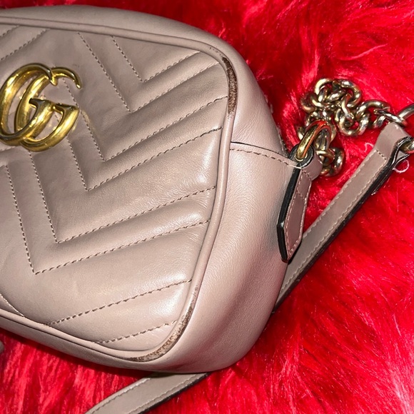Gucci GG marmont matelasse nude dusty pink crossbody shoulder bag - Picture 8 of 17